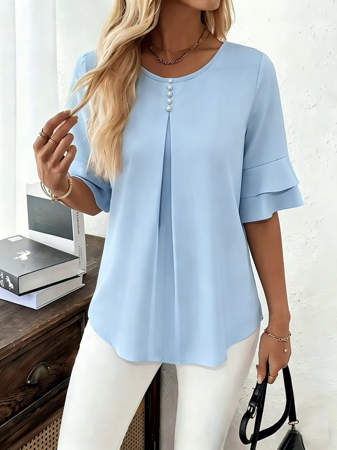 Annette | Flared-Sleeve Ruffle Top