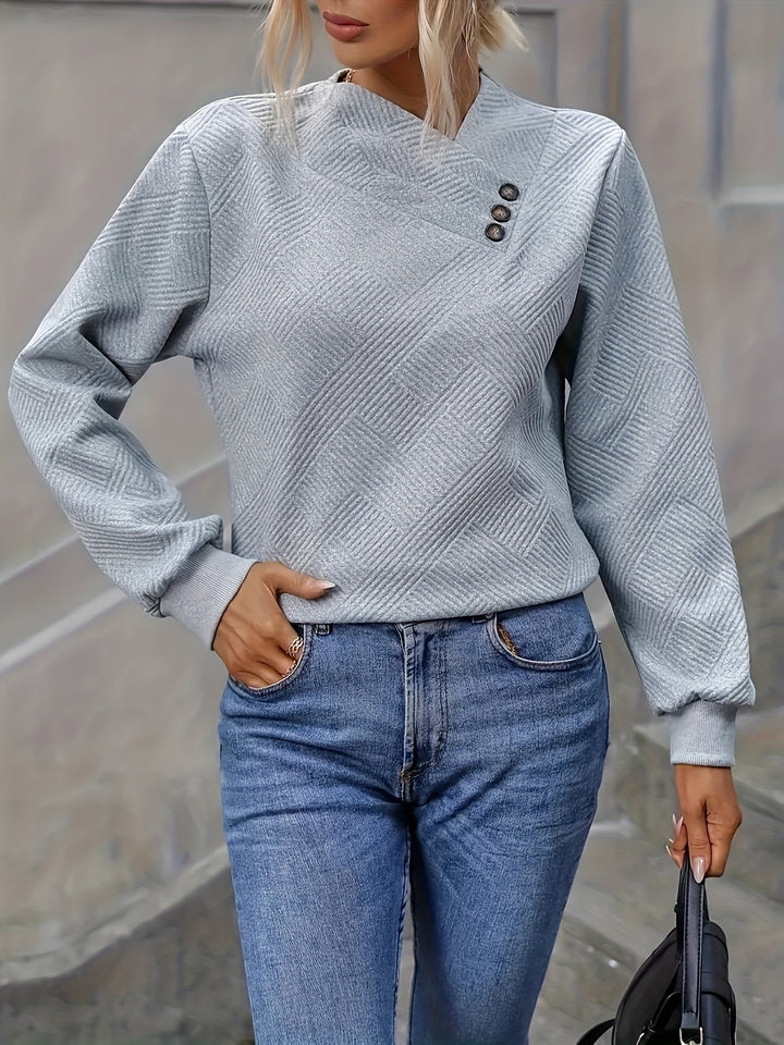 Delphina | Asymmetrical Button-Neck Sweater