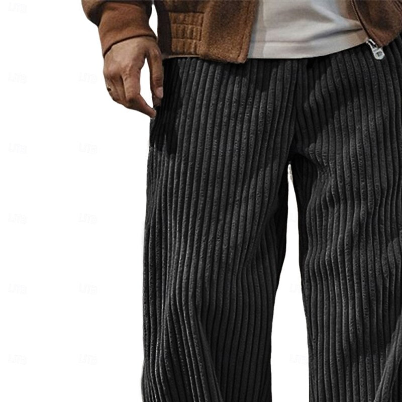 Cedric | Ribbed Textured Wide-Leg Trousers
