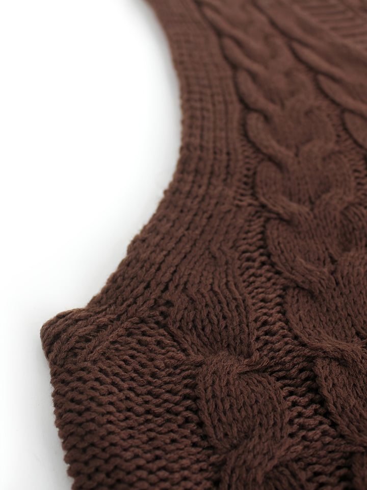 Genevieve | Cable-Knit V-Neck Sweater Vest