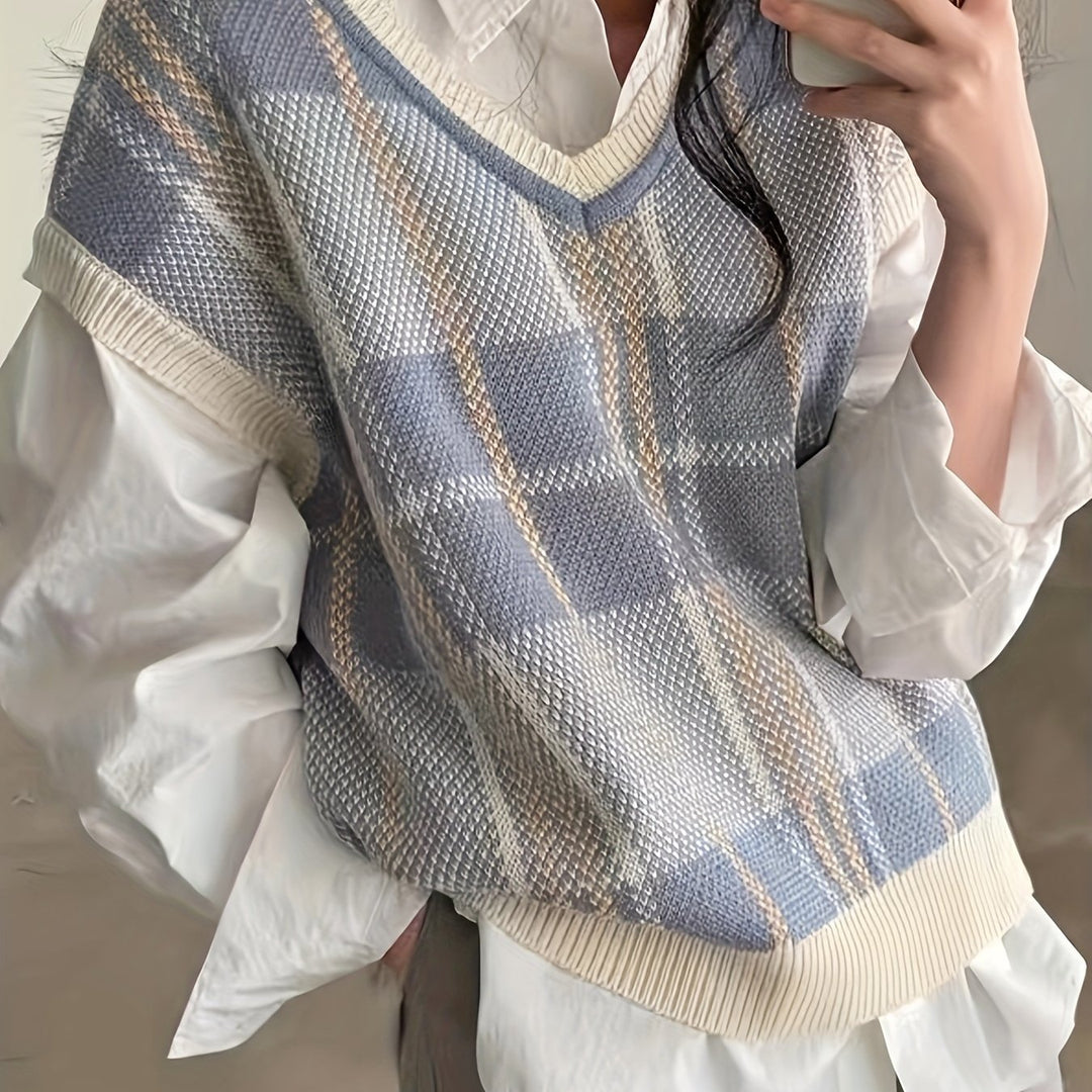 Prudence | Argyle V-Neck Sweater Vest