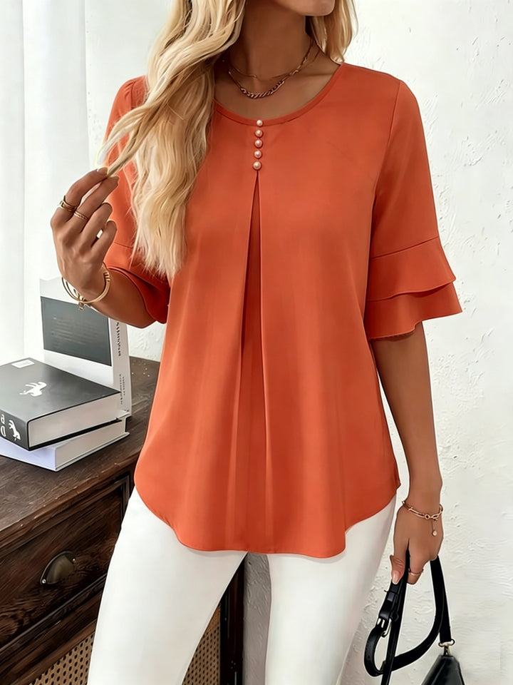 Annette | Flared-Sleeve Ruffle Top