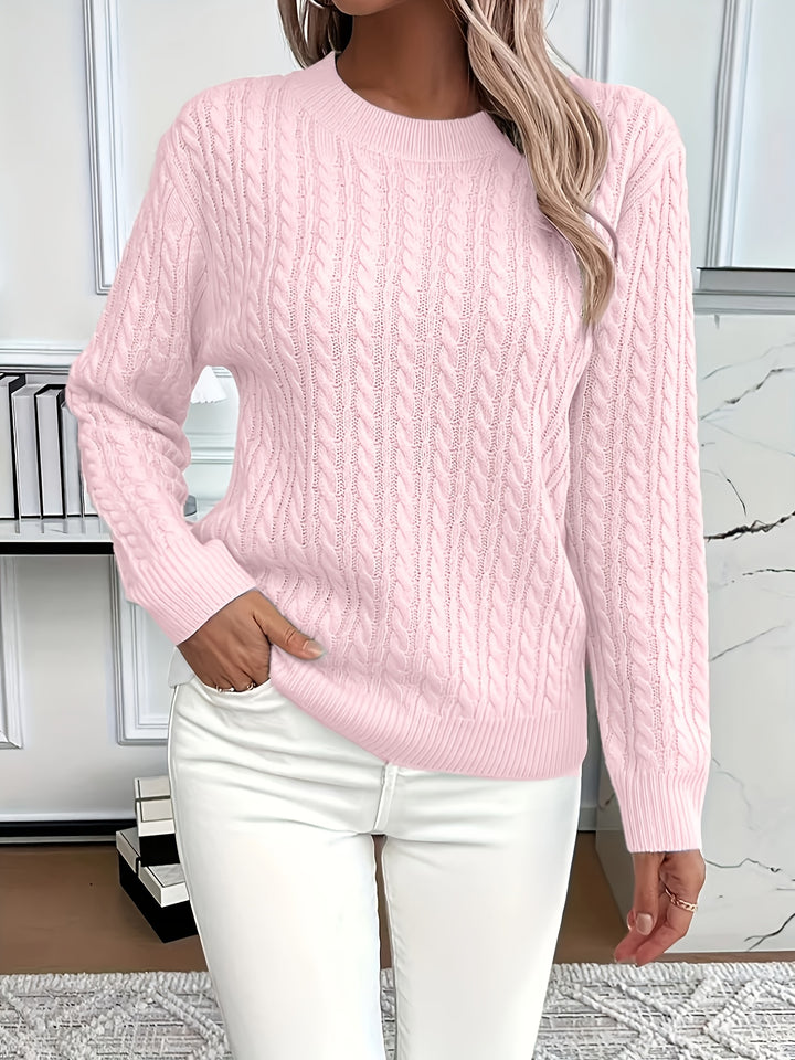 Elspeth | Cable-Knit Round Neck Sweater