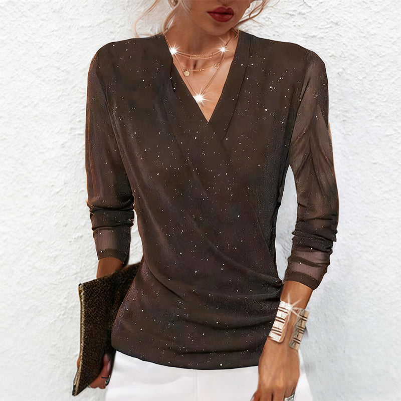 Maribel | Elegant Draped V Neck Blouse