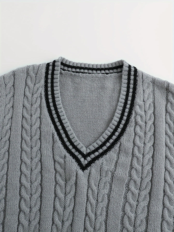 Graham | Cable-Knit V-Neck Vest