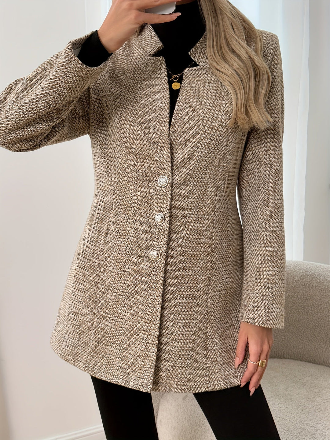 Bianca | Timeless Herringbone Long Coat