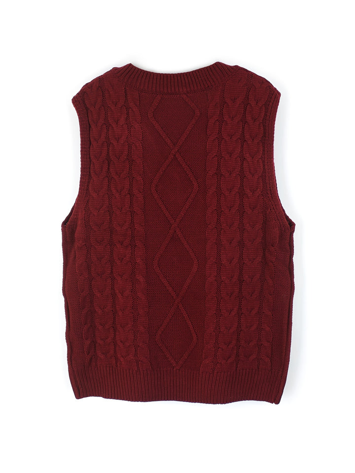 Genevieve | Cable-Knit V-Neck Sweater Vest