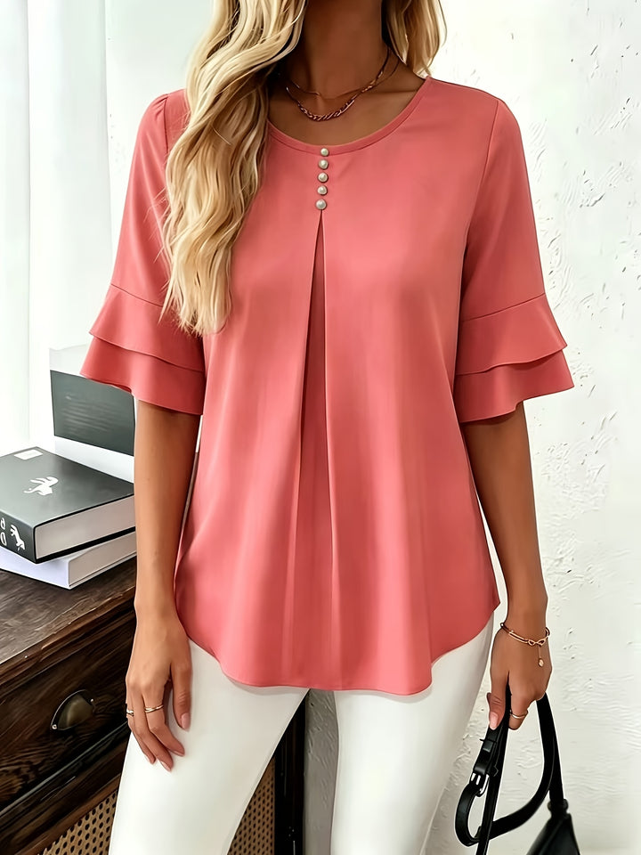 Annette | Flared-Sleeve Ruffle Top
