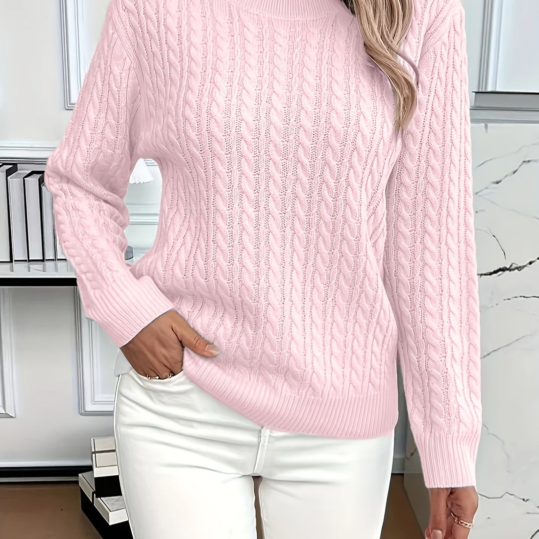 Elspeth | Cable-Knit Round Neck Sweater
