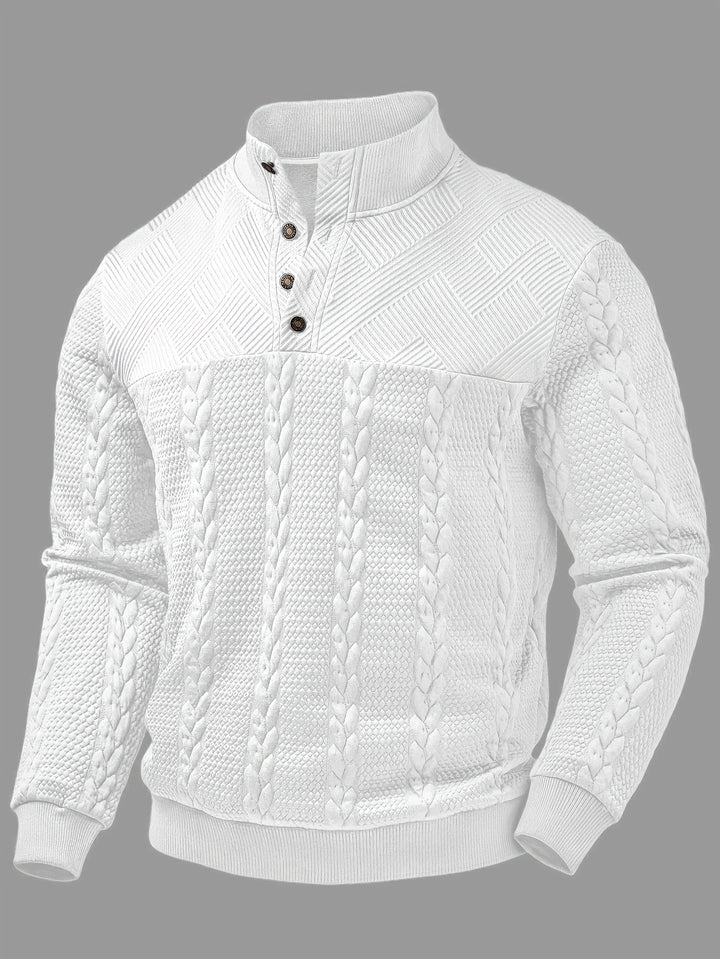 Callahan | Textured Button-Neck Pullover