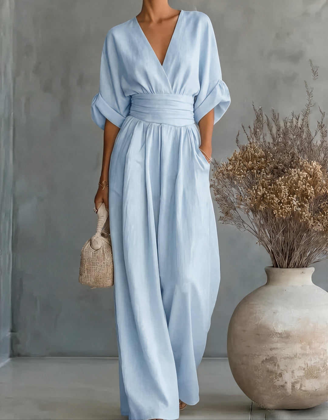 Cecilia | Wide-Leg V-Neck Jumpsuit