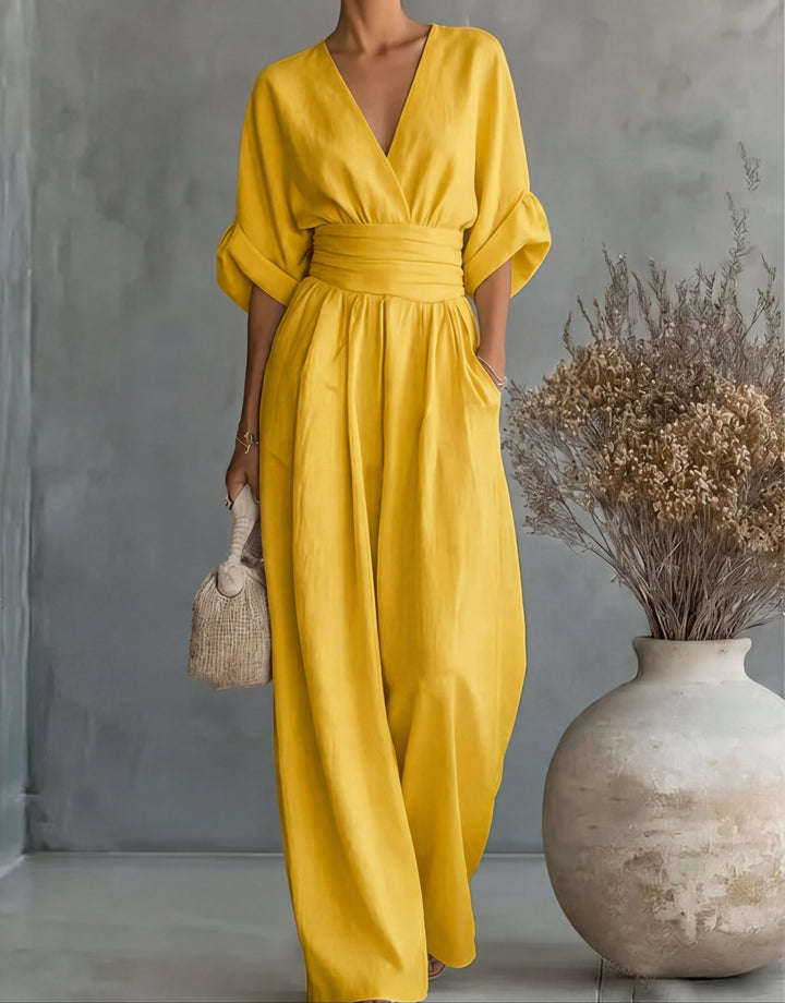 Cecilia | Wide-Leg V-Neck Jumpsuit