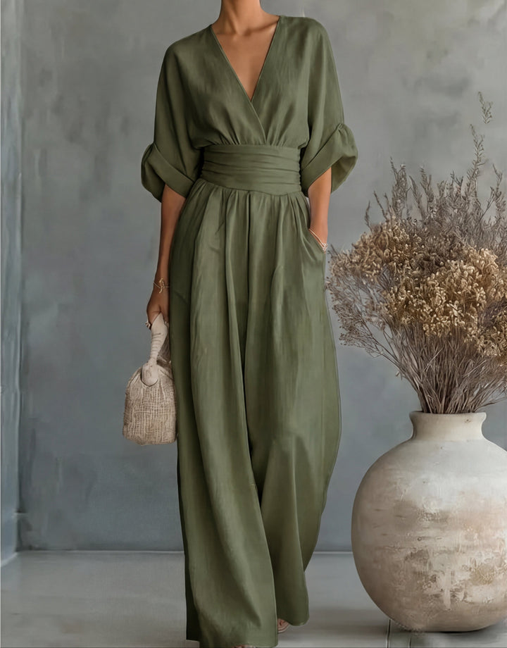 Cecilia | Wide-Leg V-Neck Jumpsuit