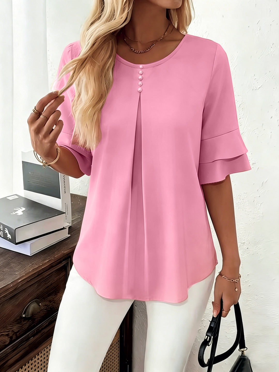 Annette | Flared-Sleeve Ruffle Top