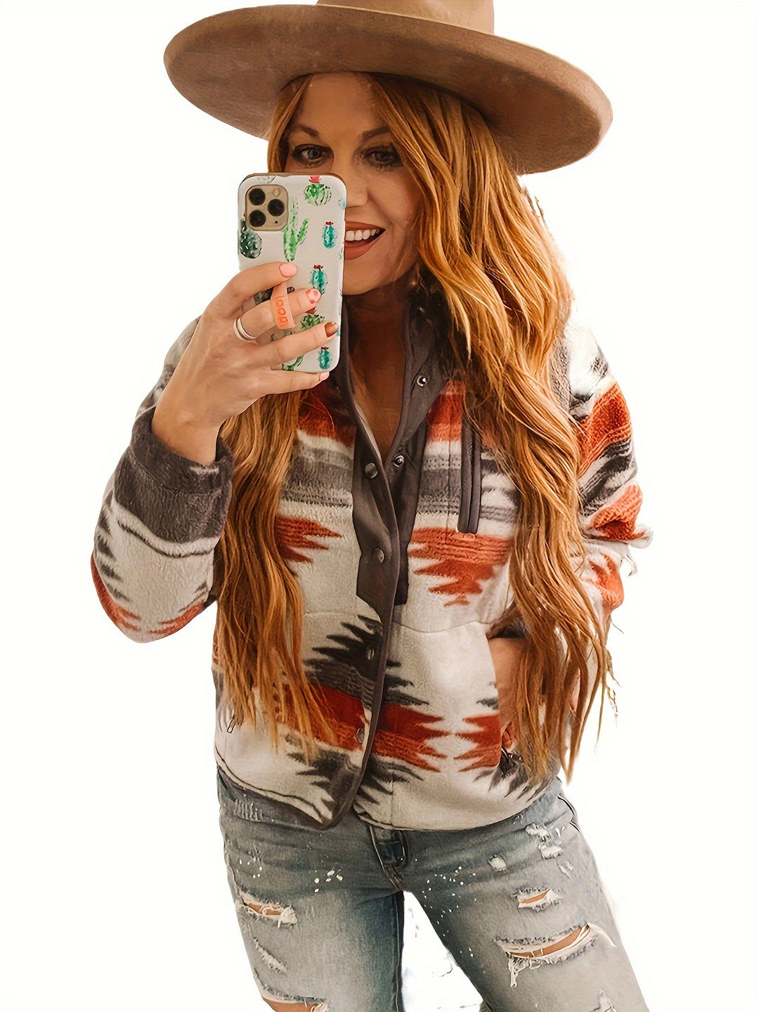 Brynn | Cozy Western-Pattern Snap Jacket