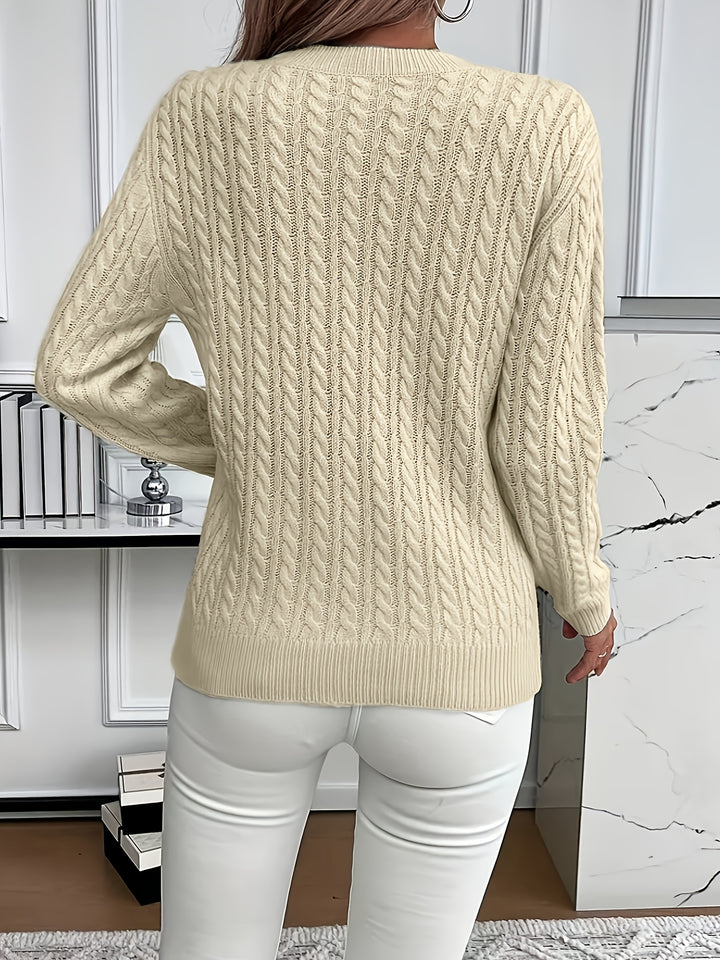 Elspeth | Cable-Knit Round Neck Sweater