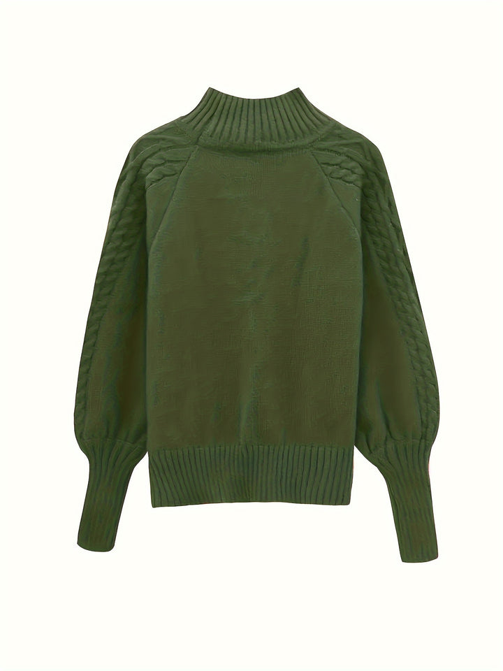 Brooke | Cable-Textured Half-Collar Sweater