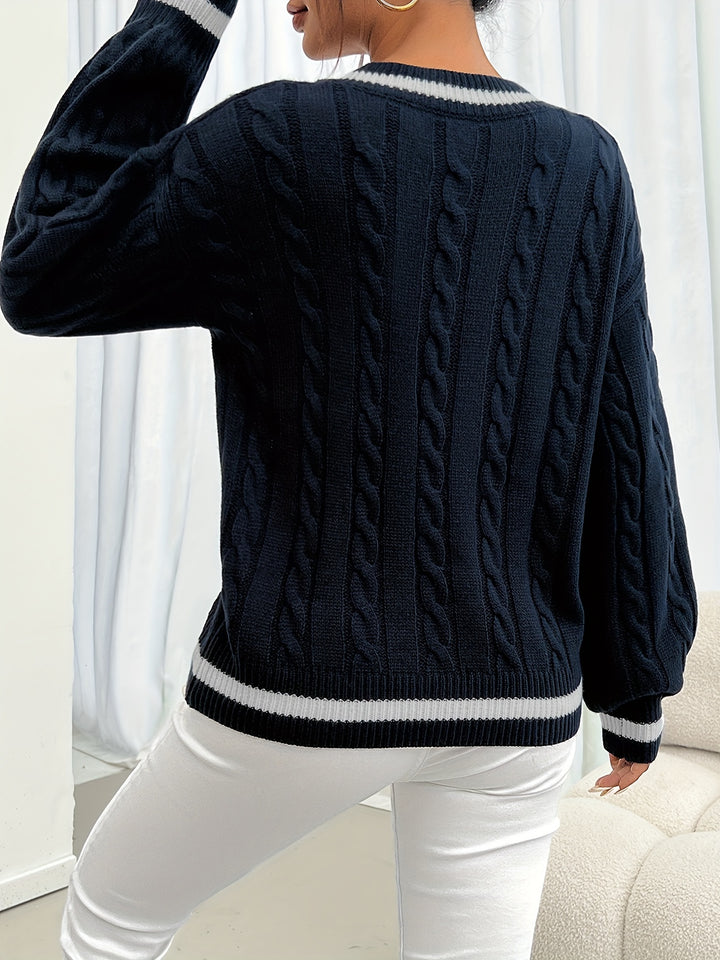 Tamara | Classic Cable-Knit V-Neck Sweater