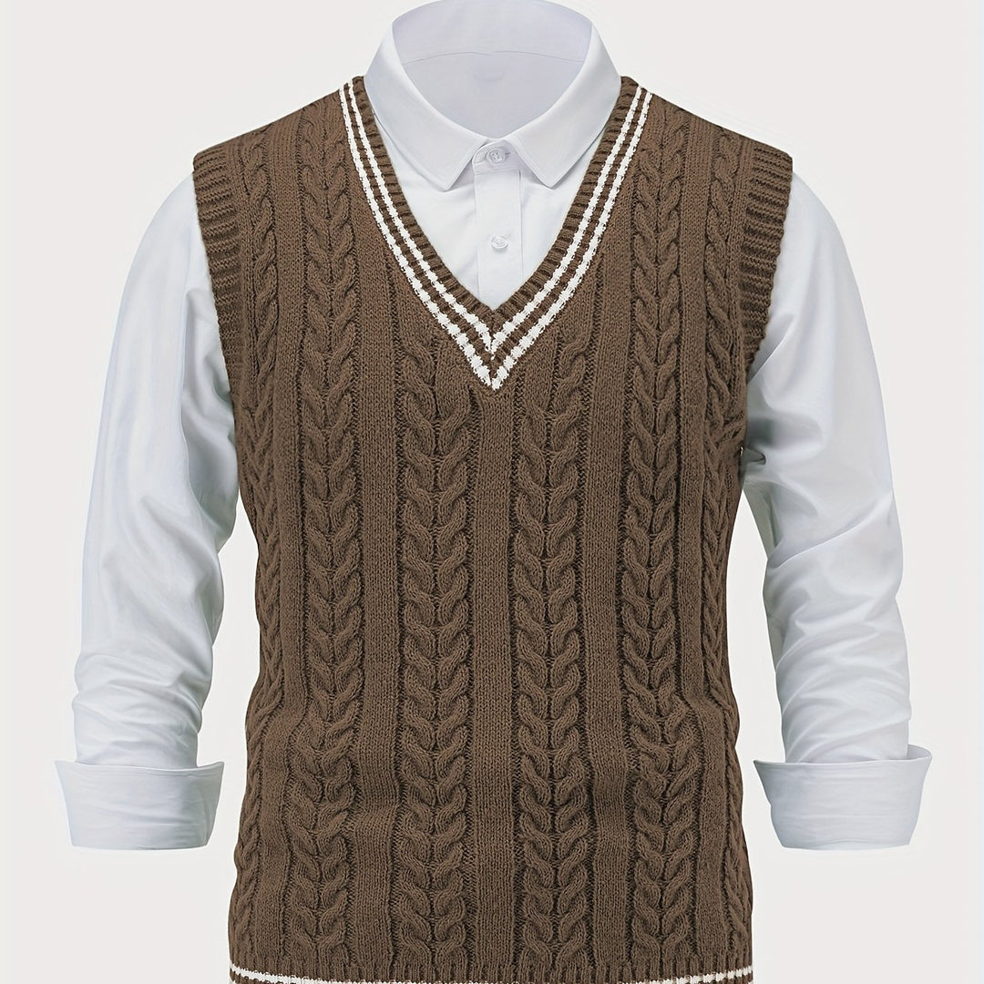 Graham | Cable-Knit V-Neck Vest