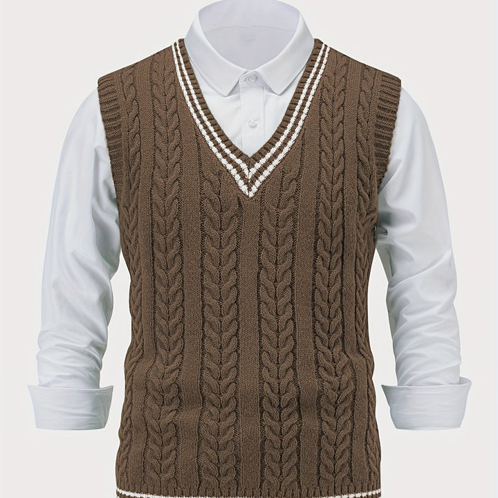 Graham | Cable-Knit V-Neck Vest