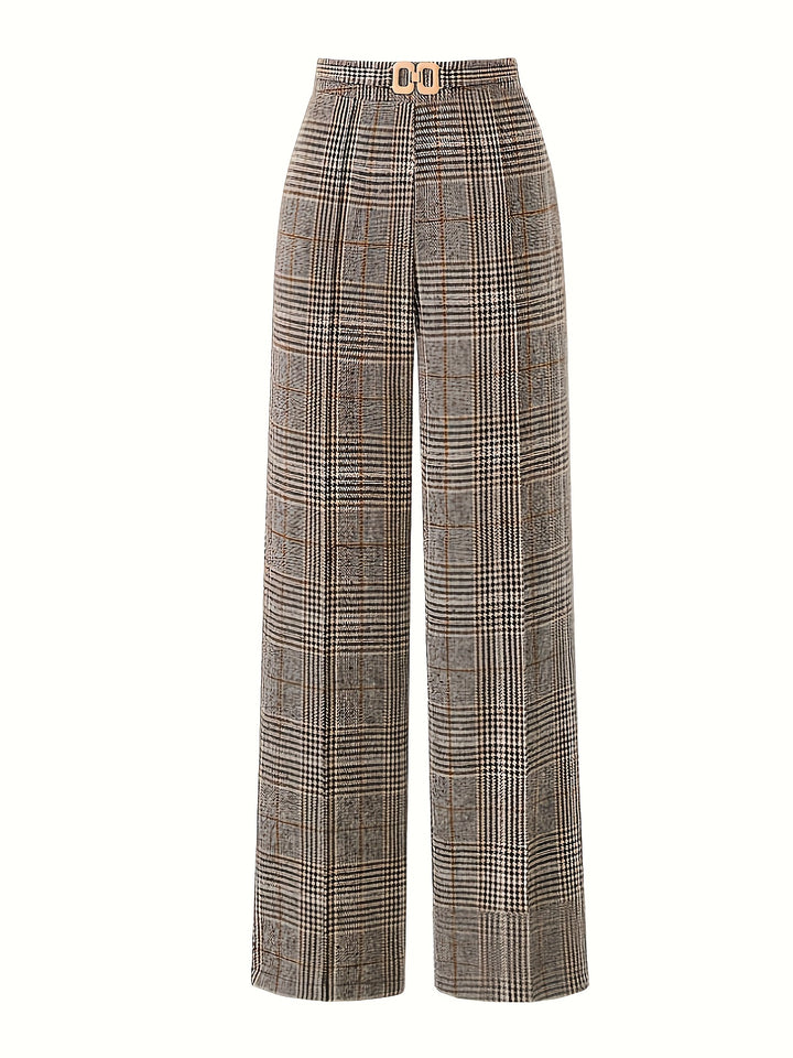 Brooke | Refined Wide-Leg Plaid Trousers
