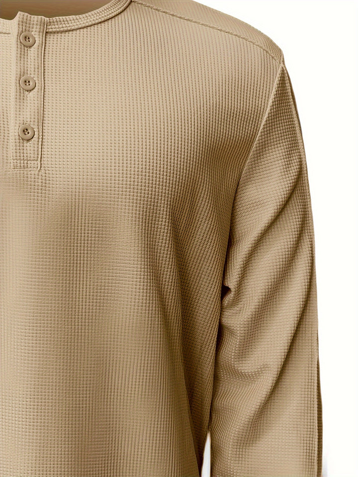 Jonah | Textured Long-Sleeve Henley Shirt