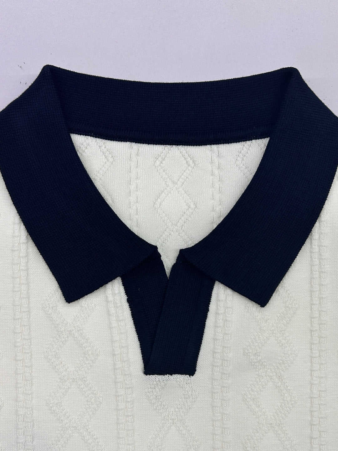 Damien | Textured Contrast-Collar Polo Shirt