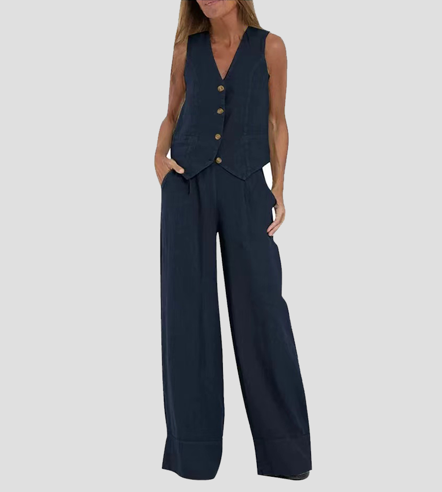 Lauren | Elegant Vest and Wide Leg Pants Set