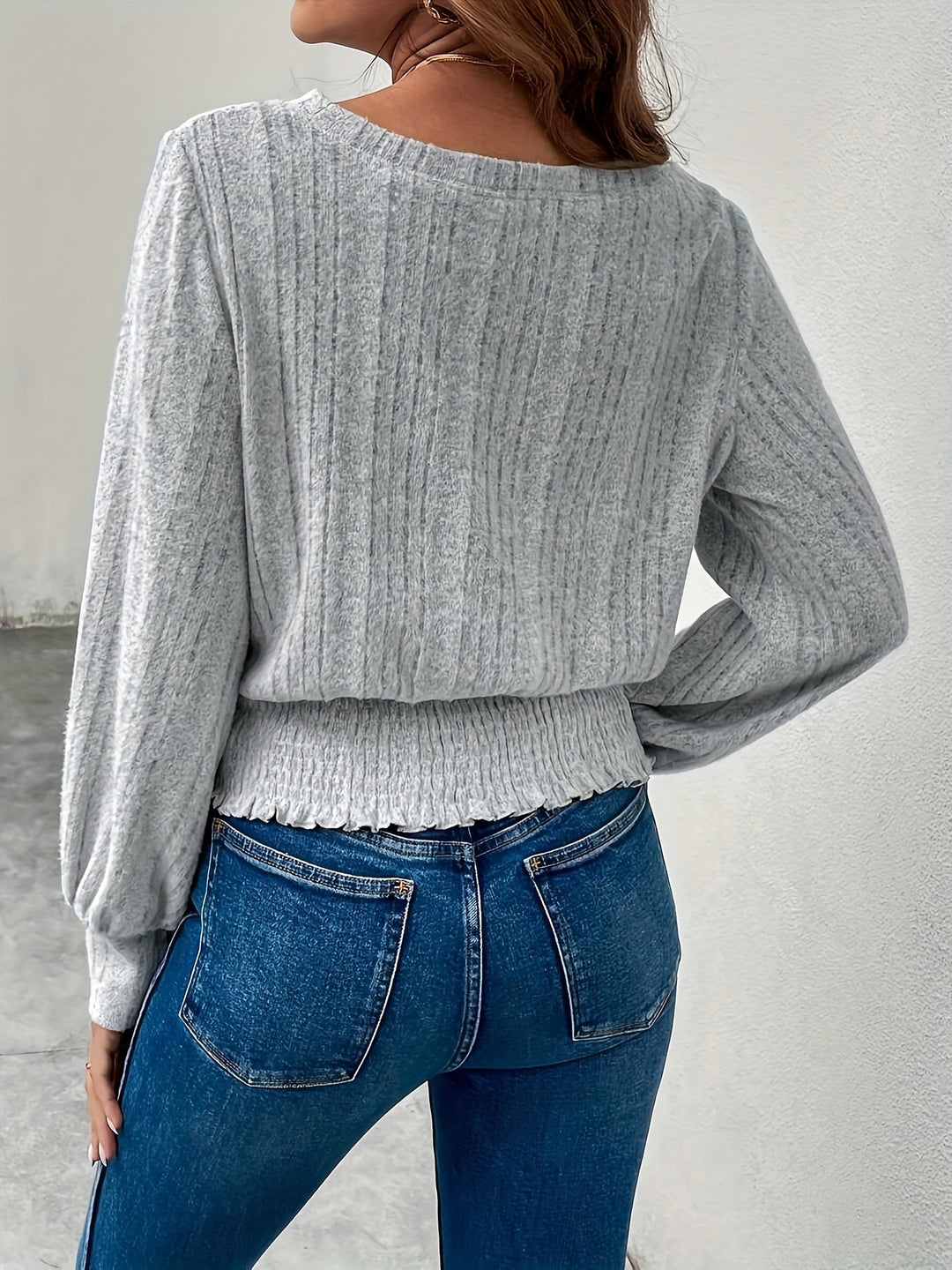 Sylvie | Softly Ribbed Long Sleeve Top