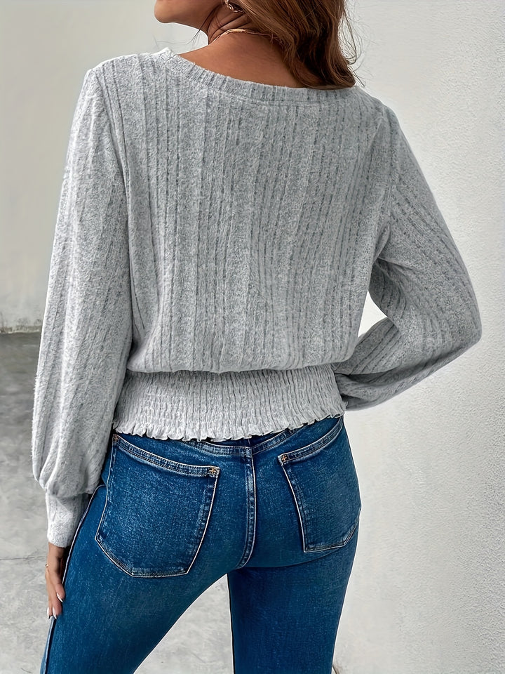 Sylvie | Softly Ribbed Long Sleeve Top