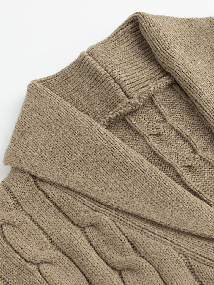 Leonard | Cable-Knit Shawl Collar Cardigan