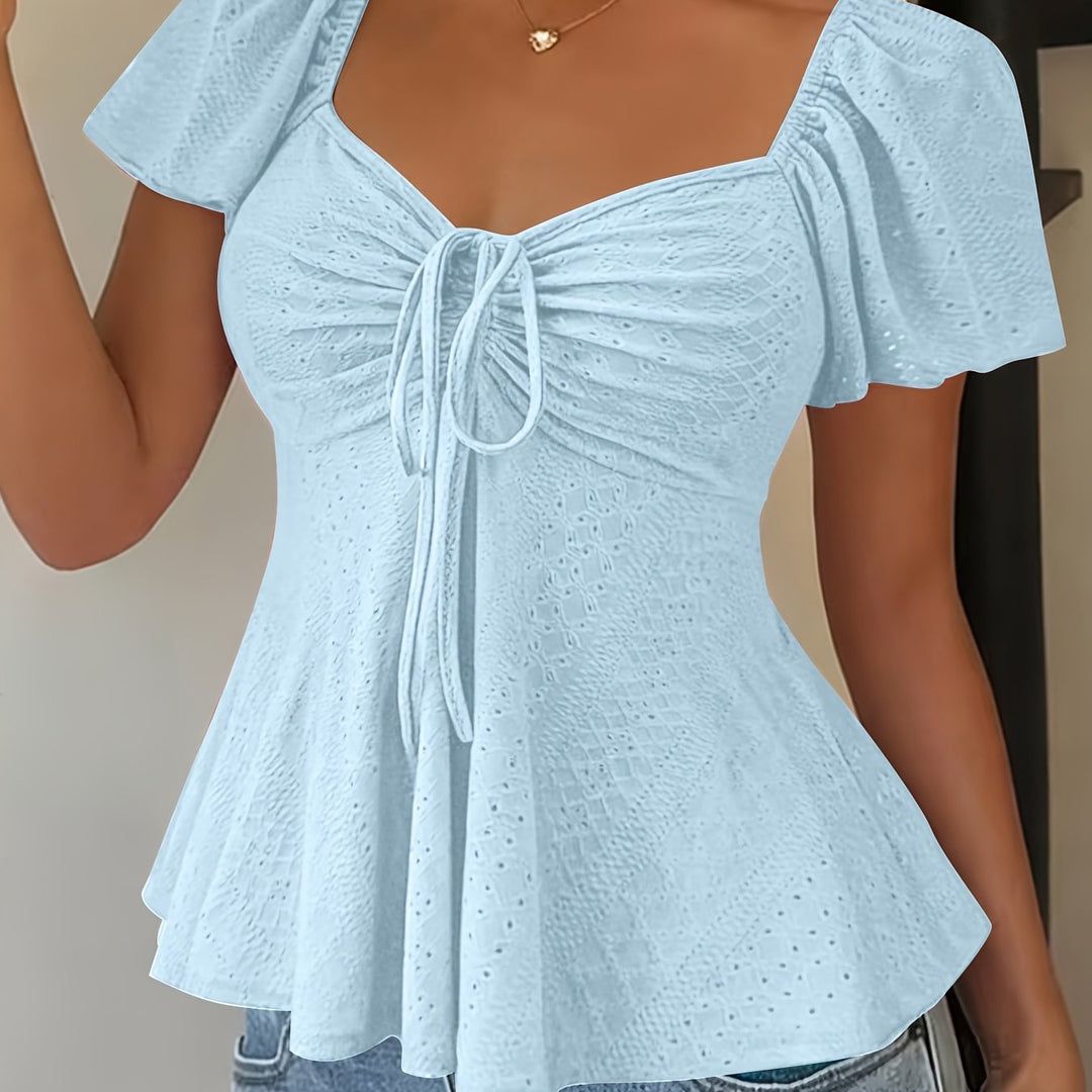 Juliet | Textured Drawstring Peplum Top