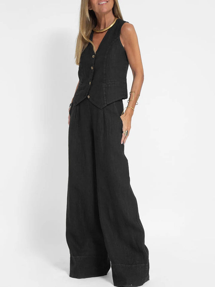 Lauren | Elegant Vest and Wide Leg Pants Set