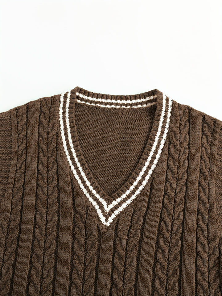 Graham | Cable-Knit V-Neck Vest