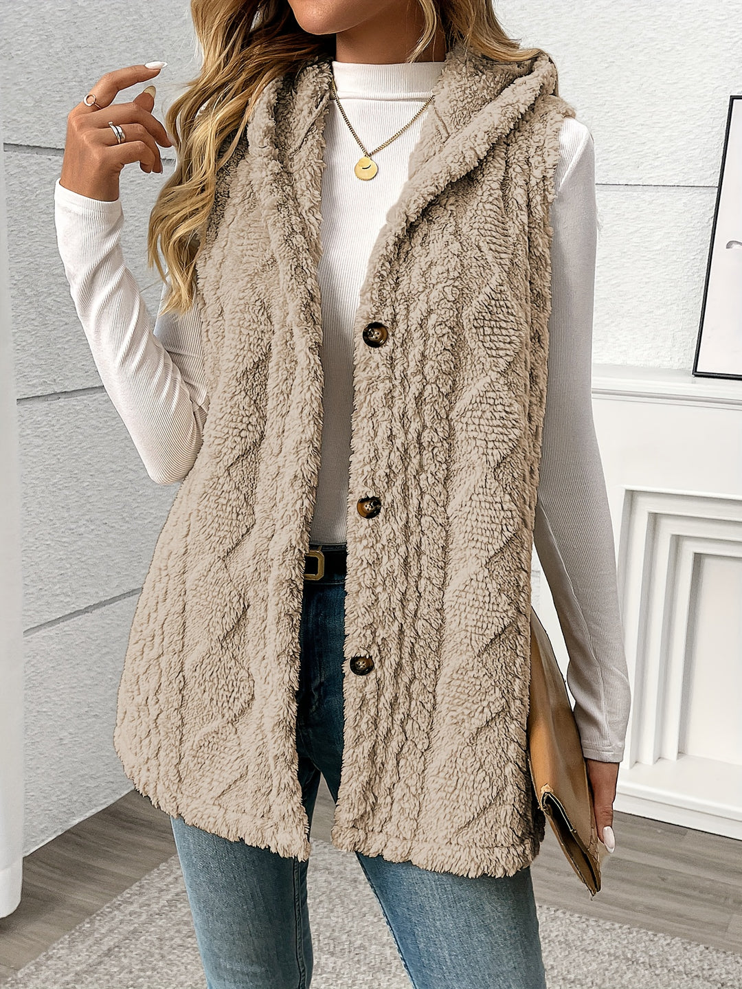 Greta | Cozy Hooded Button-Front Vest