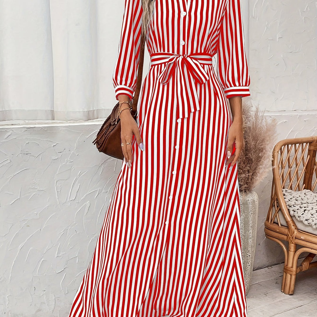 Vera | Striped Belted Maxi Dress