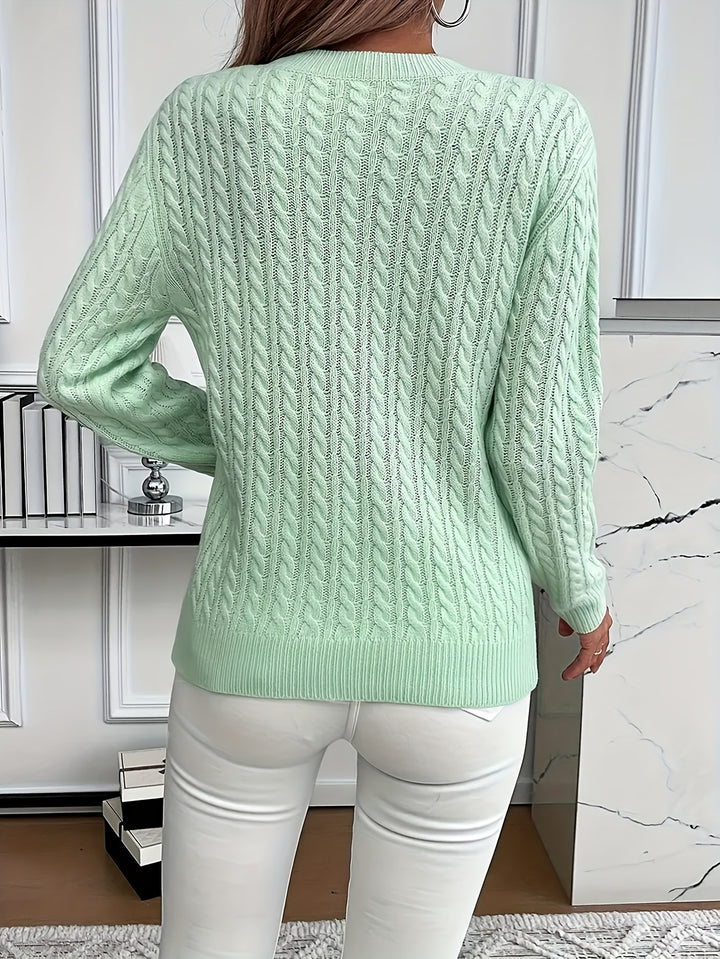 Elspeth | Cable-Knit Round Neck Sweater
