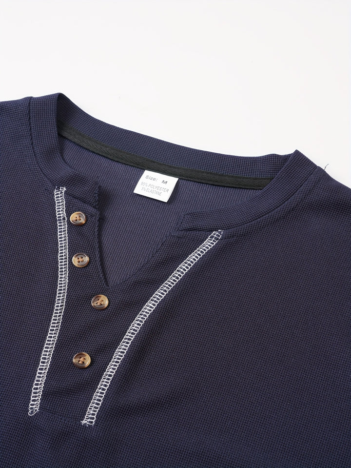 Maxwell | Textured Button-Neck Tee