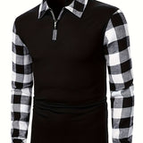 Donovan | Half-Zip Plaid-Sleeve Casual Shirt
