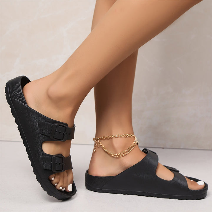 Sadie | Cushioned Double-Buckle Slide Sandals