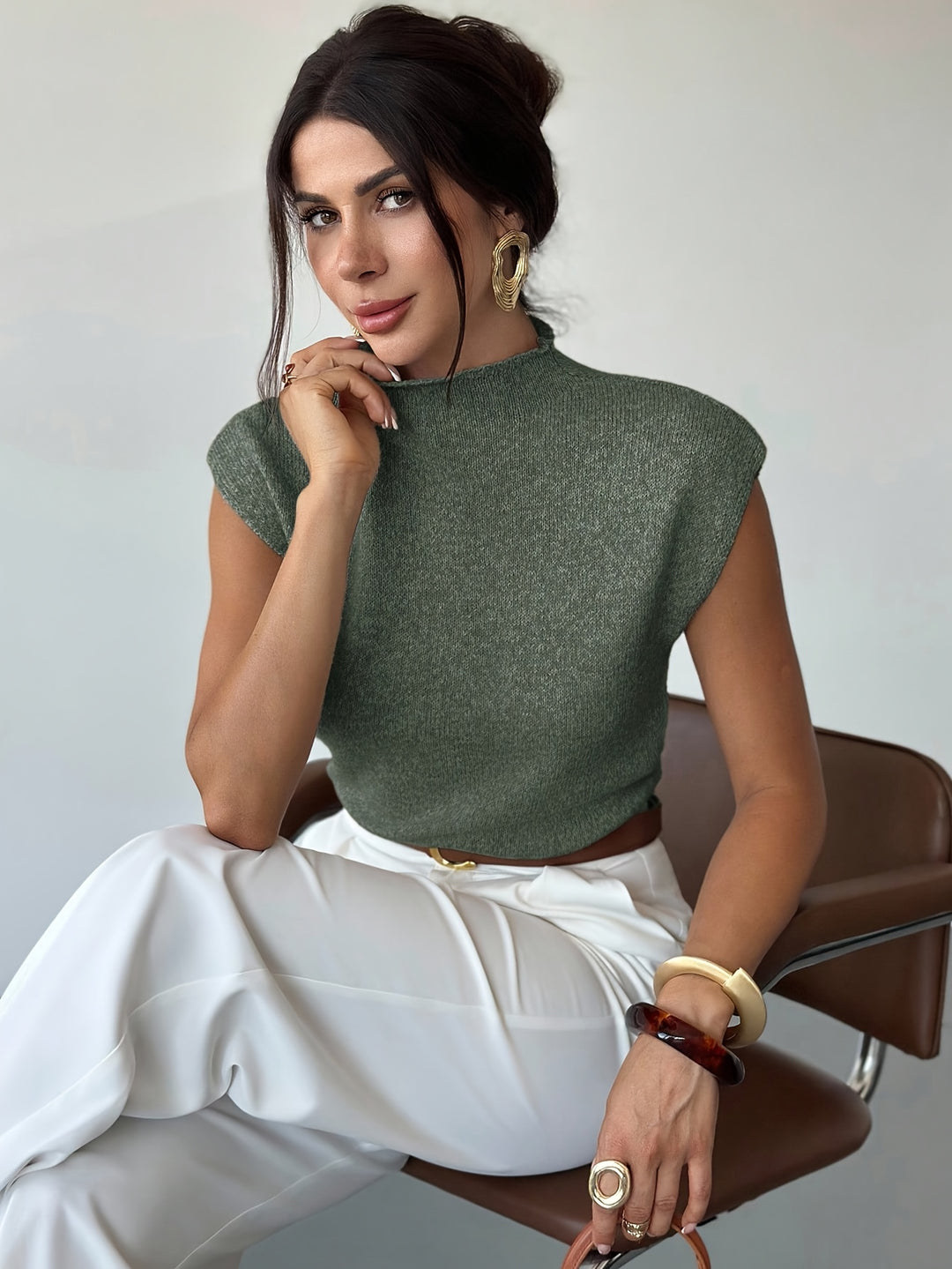 Simone | Refined Mock-Neck Knit Top