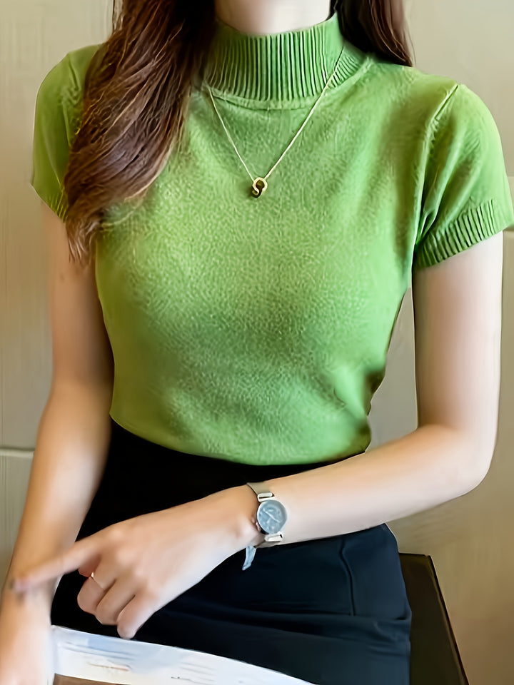 Rowan | Refined Mock-Neck Short Sleeve Top