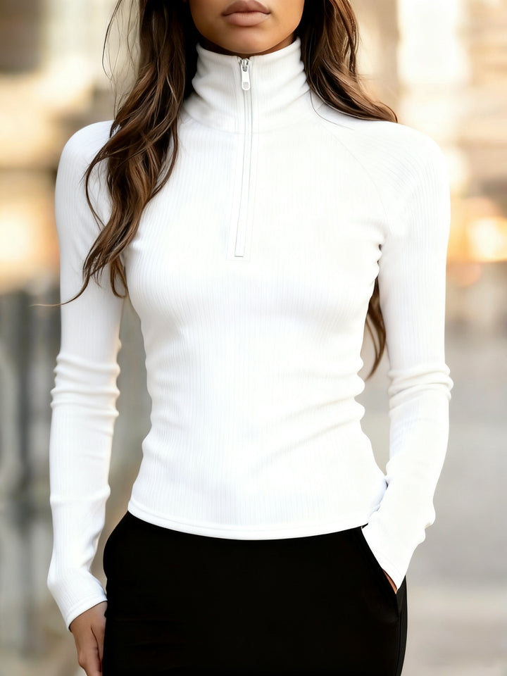 Isla | Sleek Half-Zip High-Neck Top