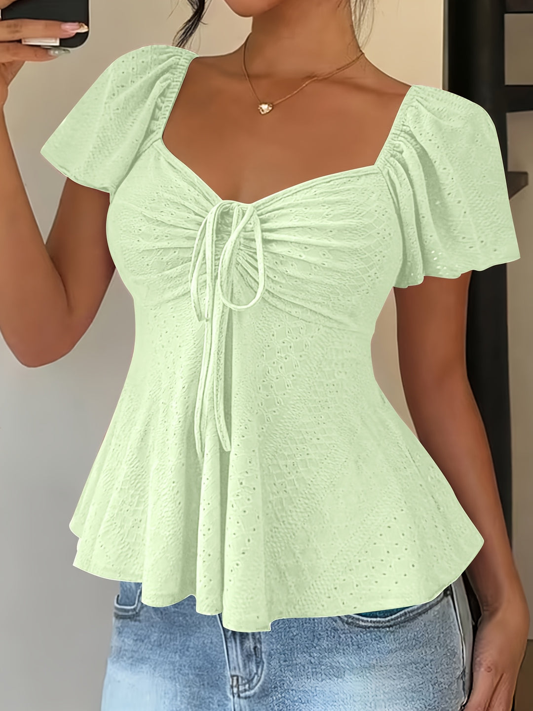 Juliet | Textured Drawstring Peplum Top