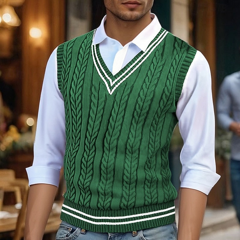 Prescott | Cable-Knit V-Neck Sweater Vest