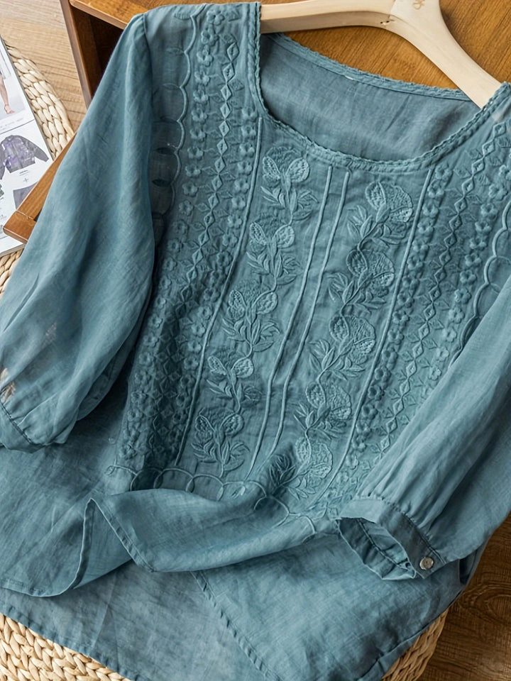 Rosina | Embroidered Scoop-Neck Blouse