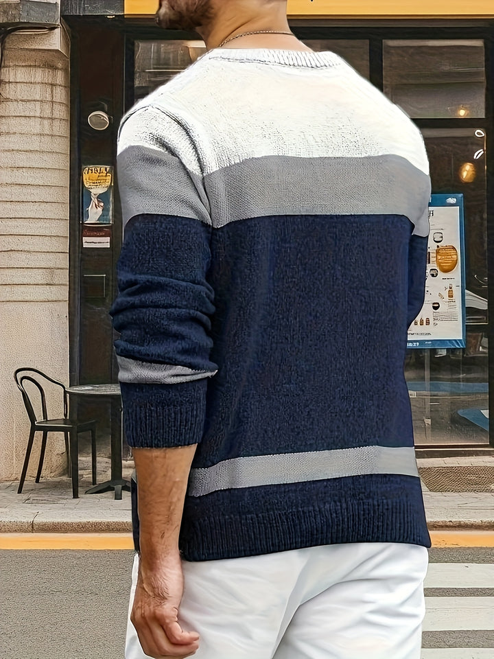 Anton | Textured Colour-Block Sweater
