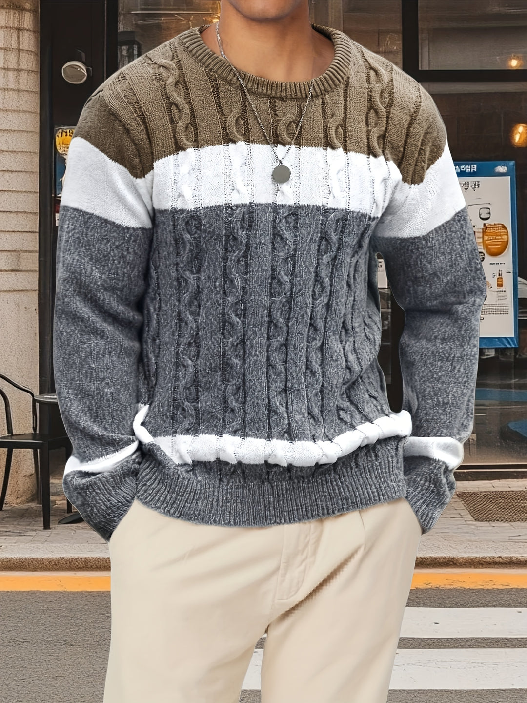 Anton | Textured Colour-Block Sweater