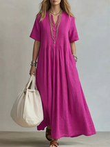 Delia | Pleated Flowing Maxi Dress