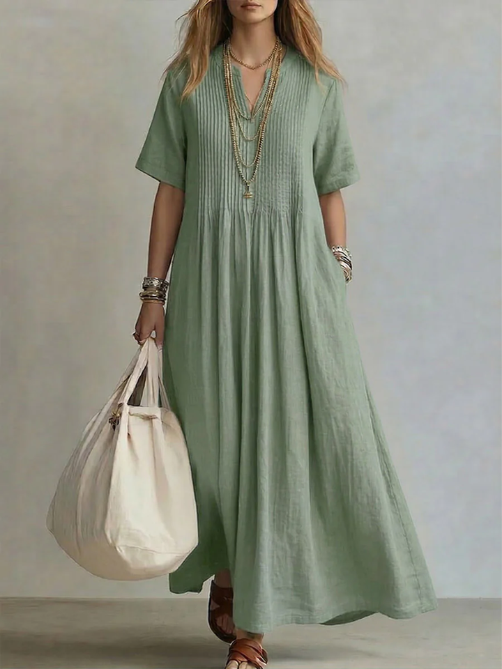 Delia | Pleated Flowing Maxi Dress
